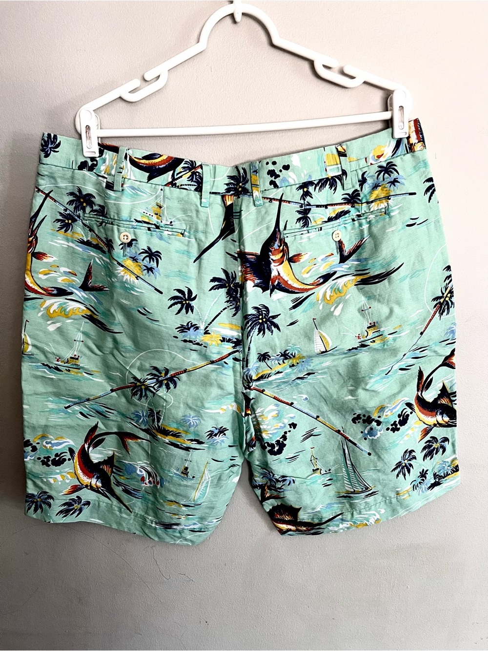 Polo Ralph Lauren Classic Fit Shorts Size 38 Marlin Fishing Linen Blend Chino. - Picture 4 of 6